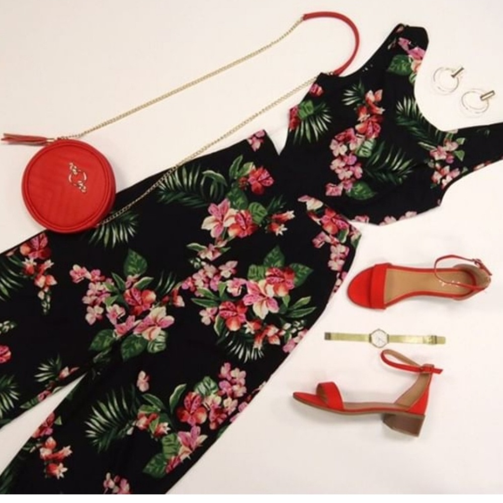 Floral black jumpsuit